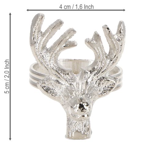 Artikel Servietringe sølv hjorte metal servietholder Ø4cm 4 stk