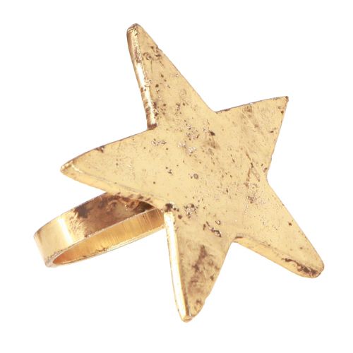 Floristik24 Servietringe stjerne guld antik look metal 6,5cm Ø4cm 4 stk