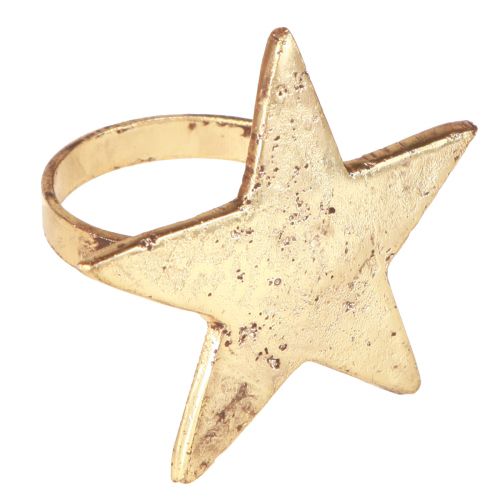 Floristik24 Servietringe stjerne guld antik look metal 6,5cm Ø4cm 4 stk