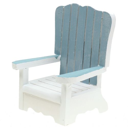 Dekorativ stol i træ hvid-turkisgrå H16cm