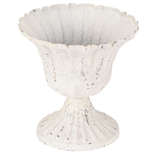 Floristik24 Shabby Chic Dekoration Metalkop Hvid Ø12cm H12cm