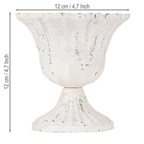 Floristik24 Shabby Chic Dekoration Metalkop Hvid Ø12cm H12cm