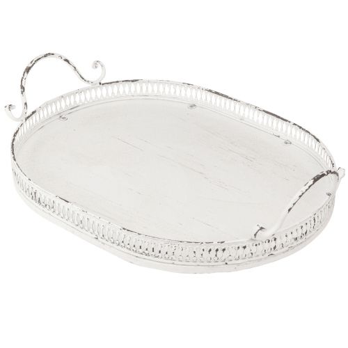 Artikel Shabby Chic oval bakke med hanke hvid 36/45cm sæt med 2 stk