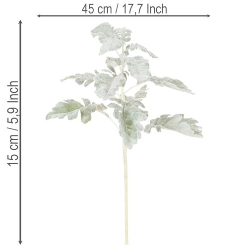 Kunstig Senecio-gren, sølvblad, detaljeret udført, 45 cm, 3 stk. | Floristik24.dk