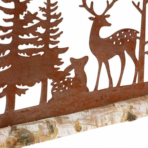 Artikel Skovsilhuet med rustikke dyr på træbund 57cm x 25cm