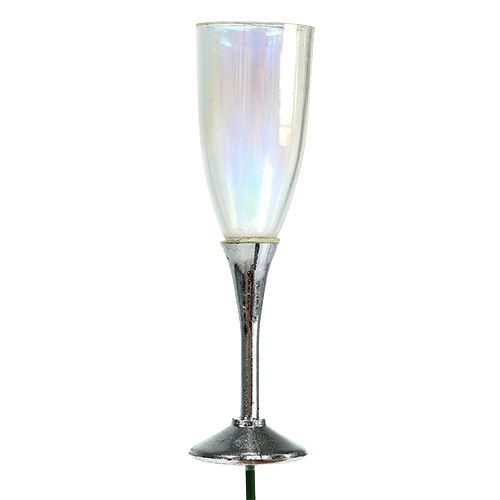 Artikel Nytårsaften dekoration champagneglas prop sølv 7,5 cm L27 cm 12 stk