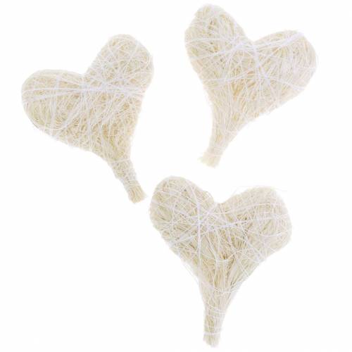 Floristik24 Sisal hjertecreme 5cm 24 stk