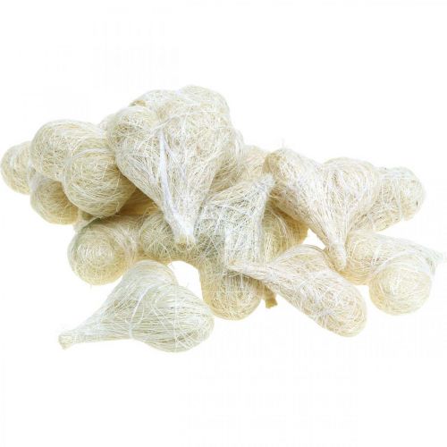 Artikel Sisalhjerter dekorative hjerter bleget cremehvide H7,5–9cm 16 stk
