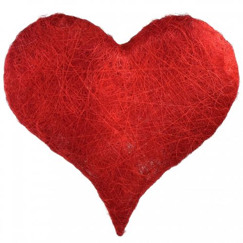 Sisal hjerte hjerte dekoration med sisal fibre i rød 40x40cm