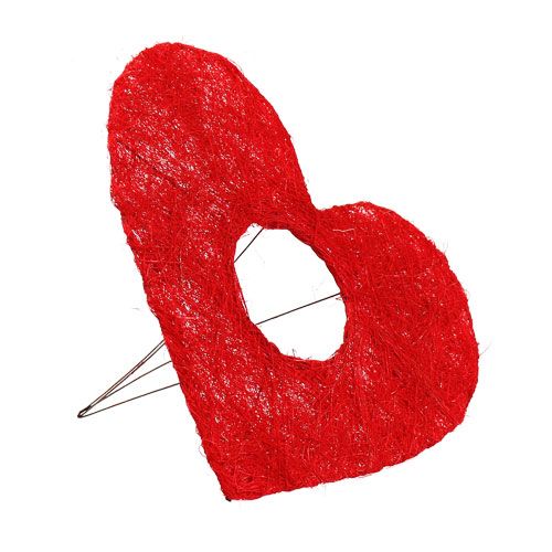 Artikel Sisal hjertemanchet 20cm rødt hjerte sisal blomsterdekoration 10 stk