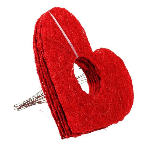 Artikel Sisal hjertemanchet rød 15cm 10 stk.