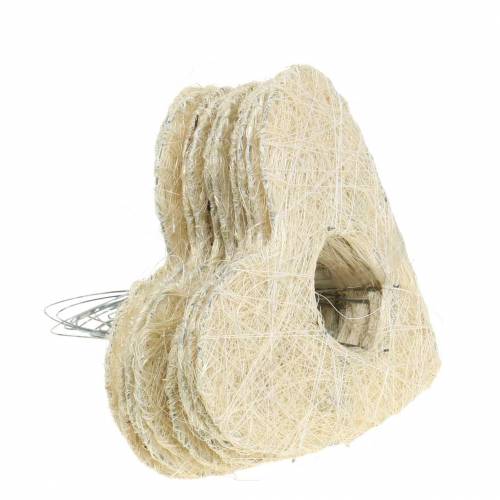 Floristik24 Sisal manchet hjerte bleget 16cm 10 stk
