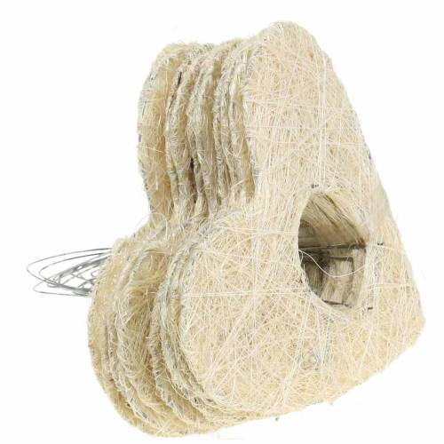 Floristik24 Sisal ærmehjerte bleget 25,5 cm 10stk