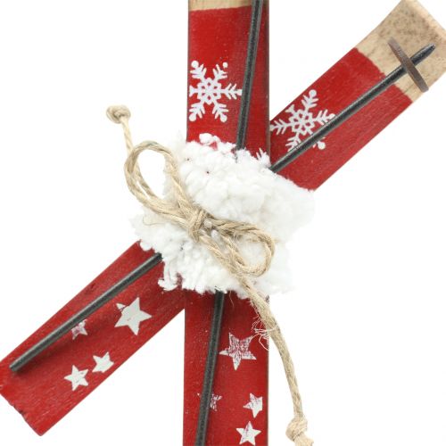 Floristik24 Par ski rødt til ophængning af juletræ 13,7 cm x 7 cm 3stk