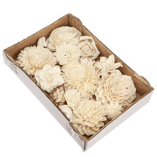 Artikel Sola Blomster Træ Træ Blomster Dekoration Mix Creme 6-11cm 12-15 stk.