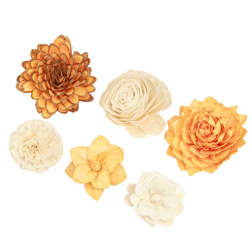 Artikel Sola træblomster dekorative træblomsterblanding orange 6-11cm 12-15 stk.