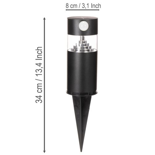 Solcellehavelampe med bevægelsessensor, LED, 34 cm | Floristik24.dk