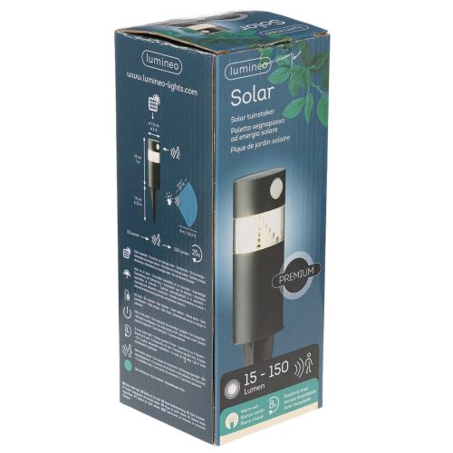 Solcellehavelampe med bevægelsessensor, LED, 34 cm | Floristik24.dk