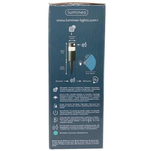 Solcellehavelampe med bevægelsessensor, LED, 34 cm | Floristik24.dk