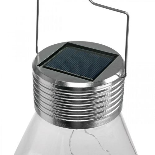 Floristik24 Diamant Solar Lampe Balkon Lanterne LED Lys Havedekoration Varm Hvid H31cm Ø22cm