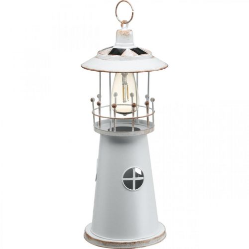 Floristik24 Fyr med belysning, solcellelys, varm hvid, maritim havedekoration H47cm Ø18cm