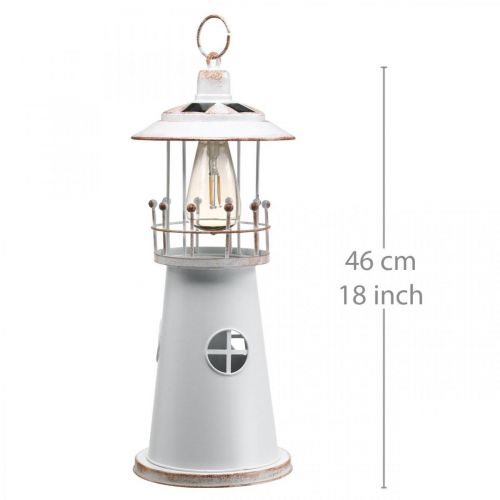 Floristik24 Fyr med belysning, solcellelys, varm hvid, maritim havedekoration H47cm Ø18cm