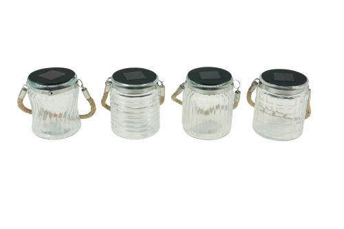 Floristik24 Solar lys solar glas hængelampe altan Ø7,5cm H9cm 4stk