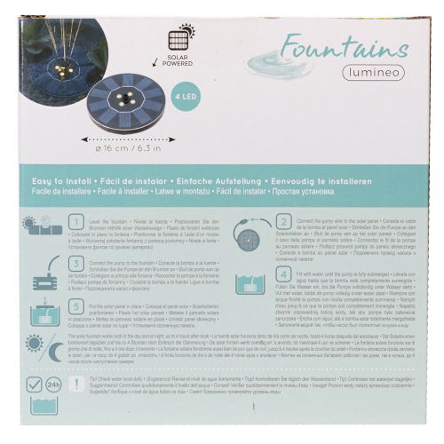 Artikel Solpumpe til havedamme, flydende dekorativ vandfunktion med LED, 16 cm