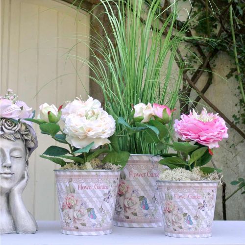 Floristik24 Sommer dekoration blomsterpotte metal roser planter Ø11,5cm H10,5cm