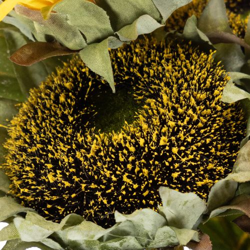 Kunstig solsikke med realistiske blade og blomster, 58 cm, 3 stk. | Floristik24.dk