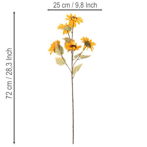Kunstig solsikkeblomst, naturtro dekoration, 72 cm, 2 stk. | Floristik24.dk