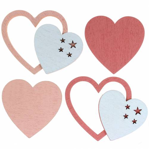 Floristik24 Scatter dekoration hjerter pink/hvid 24 stk