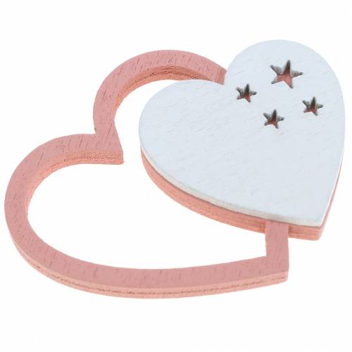 Artikel Scatter dekoration hjerter pink/hvid 24 stk