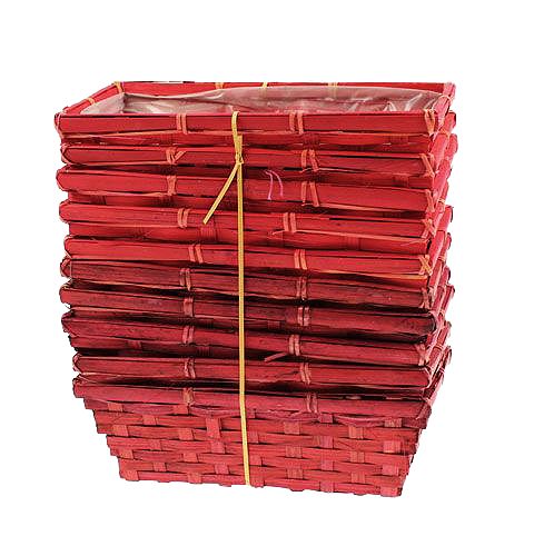 Floristik24 Chip kurv sæt firkantet rød 25x12x9cm 10stk