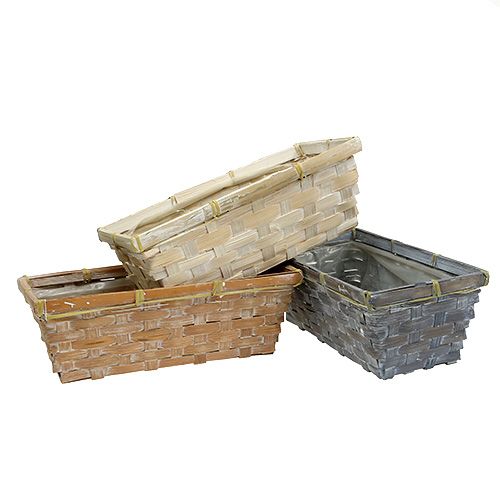 Floristik24 Spånkurvsæt plantekurv hvid/grå/brun 6 stk. 25/12 cm