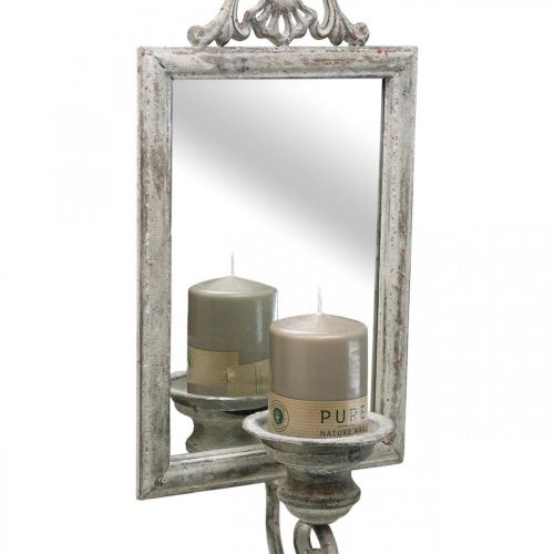 Artikel Spejl antik look med lysestage shabby chic H50cm