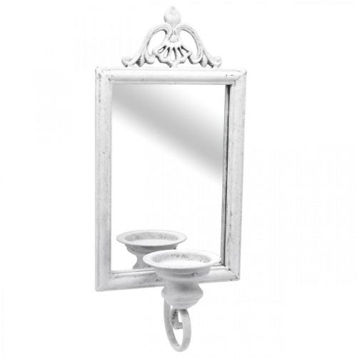 Floristik24 Spejl Antik Effekt med Lysestage Hvid Metal Shabby H50cm