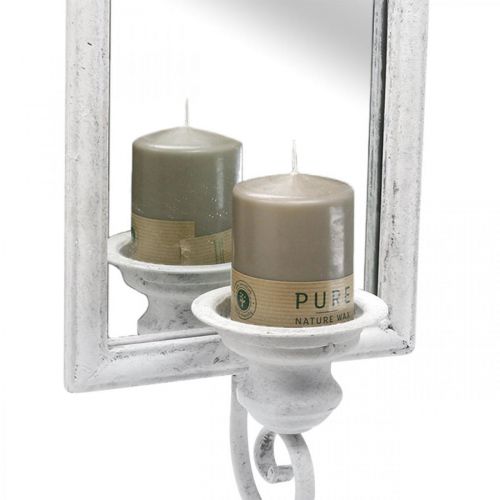 Floristik24 Spejl Antik Effekt med Lysestage Hvid Metal Shabby H50cm