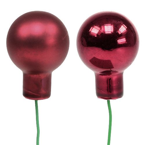 Artikel Mini julekugle rød, lyserød glas spejlbær Ø20mm 140 stk