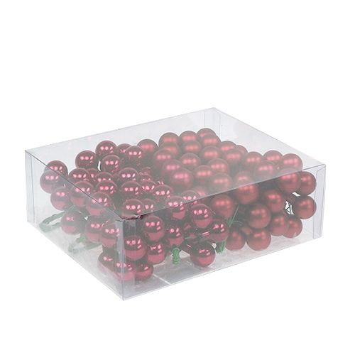 Artikel Mini julekugle rød, lyserød glas spejlbær Ø20mm 140 stk