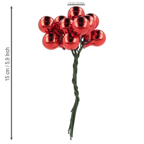 Artikel Spejlbær Røde Mat, Blanke Ø1,5 cm 140 stk.