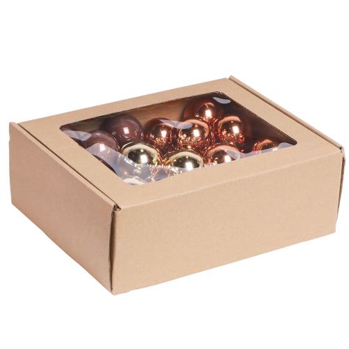Artikel Spejlbær julekugler guldbrune Ø40mm 32 stk