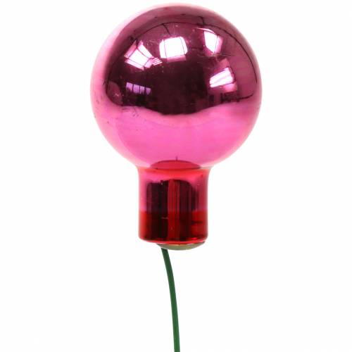 Floristik24 Juledekoration spejl bær glas lyserød Ø2cm 144p