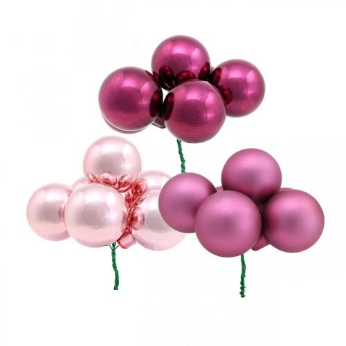 Floristik24 Mini julekugle Pink Glasspejl Bær Bær Ø20mm 140 stk