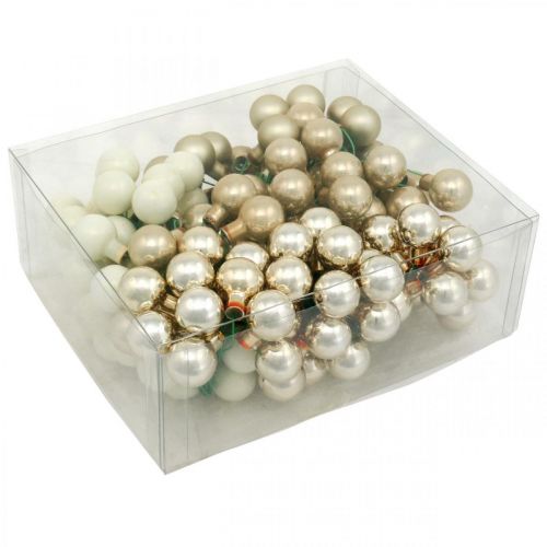 Artikel Mini julekuglecreme, beige spejlbær Ø20mm 140 stk
