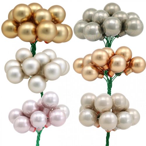 Floristik24 Mini julekugle metallic glas spejl bær Ø20mm 140stk