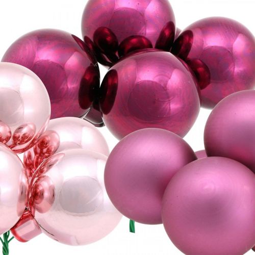 Floristik24 Mini julekugle Pink Glasspejl Bær Bær Ø20mm 140 stk