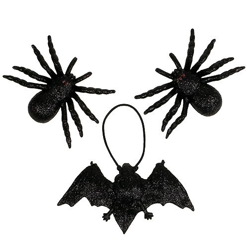 Edderkop, flagermusfigurer sort 10cm, 14cm 3stk