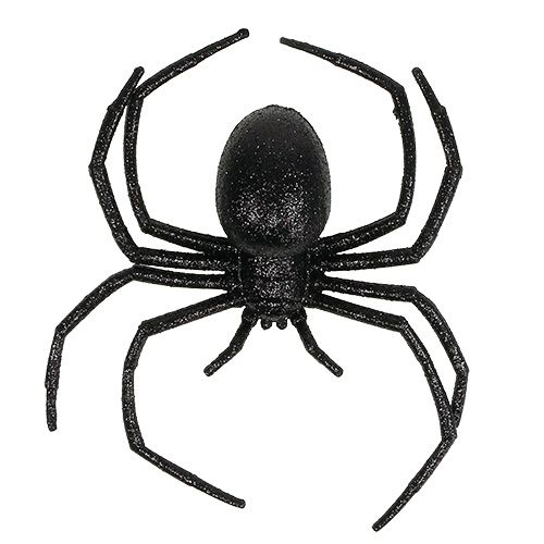 Floristik24 Spider sort 16cm med glimmer