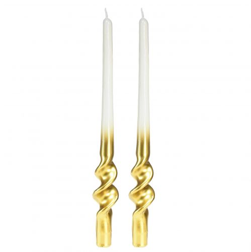 Floristik24 Snoede lys hvidguld spirallys Ø2cm H30cm 2 stk